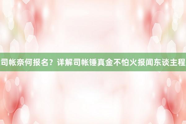 司帐奈何报名？详解司帐锤真金不怕火报闻东谈主程
